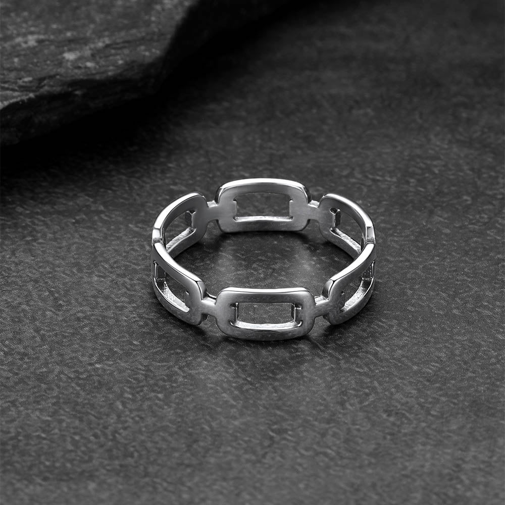 925 Sterling Silver Chain Link Rings for Women Men