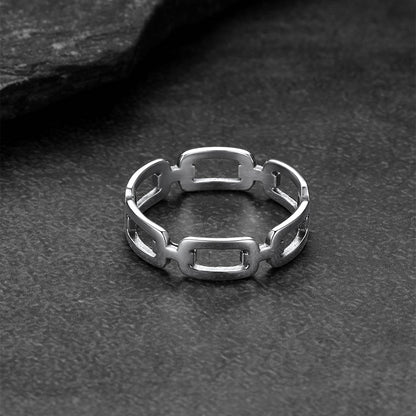 925 Sterling Silver Chain Link Rings for Women Men