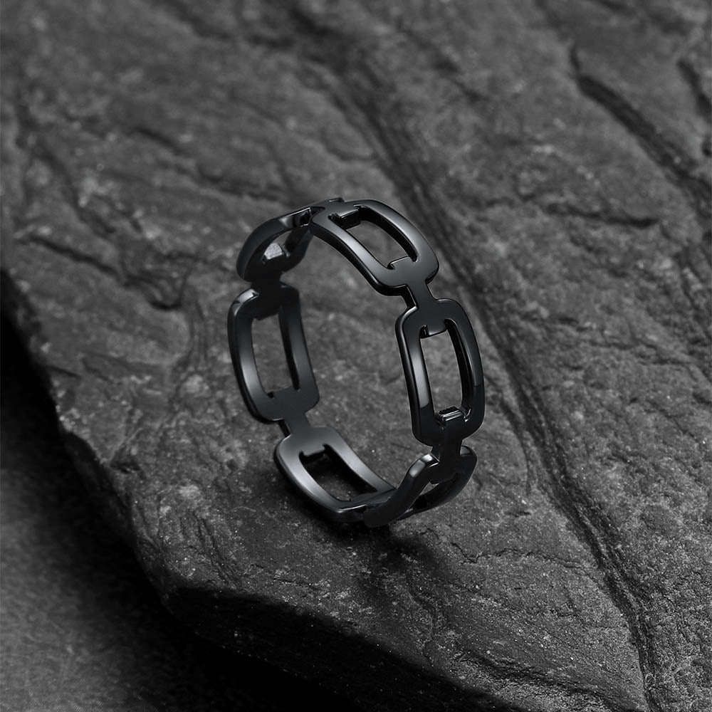 925 Sterling Silver Chain Link Rings for Women Men