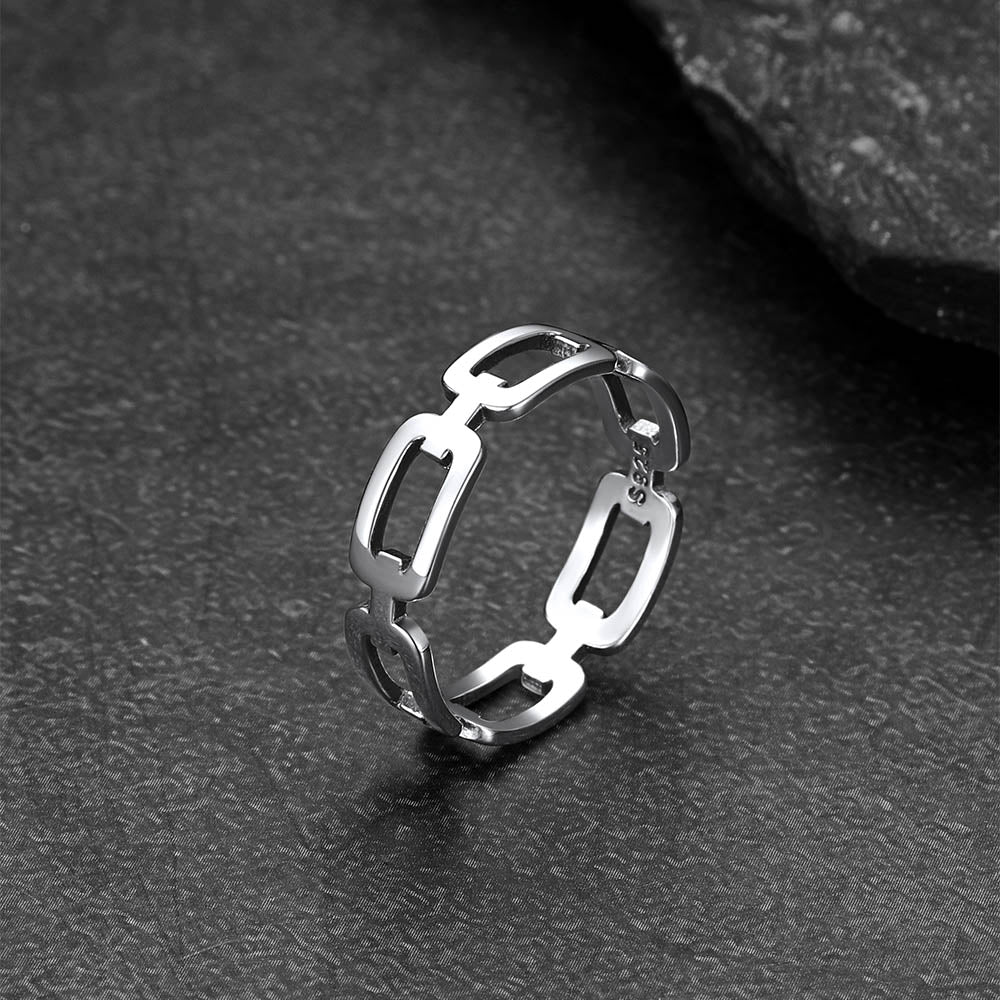 925 Sterling Silver Chain Link Rings for Women Men