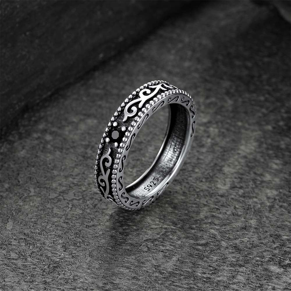 FaithHeart Black Onyx Celtic Symbol Sterling Silver Ring FaithHeart
