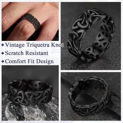 FaithHeart Viking Celtic Knot Ring Triquetra Ring For Men