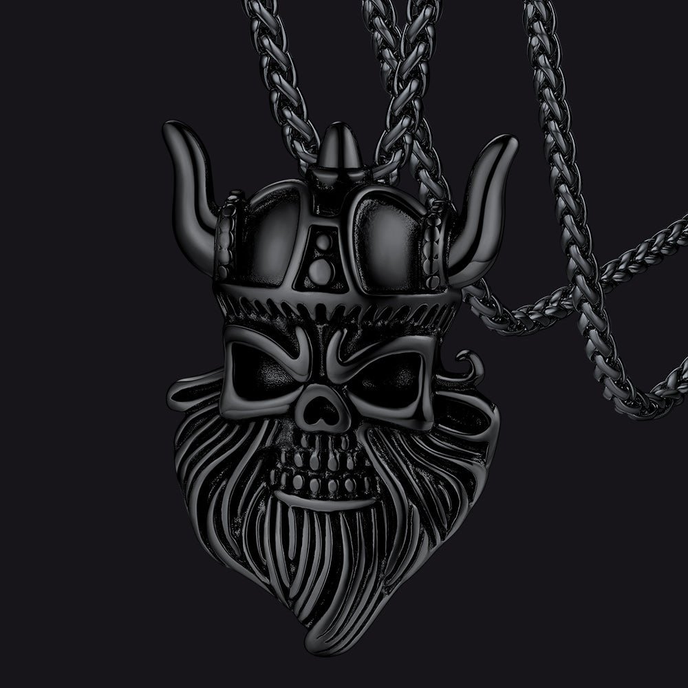 FaithHeart Vintage Viking Odin Pendant Necklace for Men Women