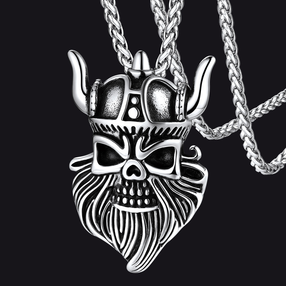 FaithHeart Vintage Viking Odin Pendant Necklace for Men Women