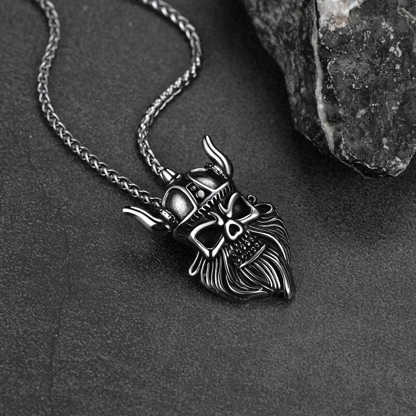 FaithHeart Vintage Viking Odin Pendant Necklace for Men Women