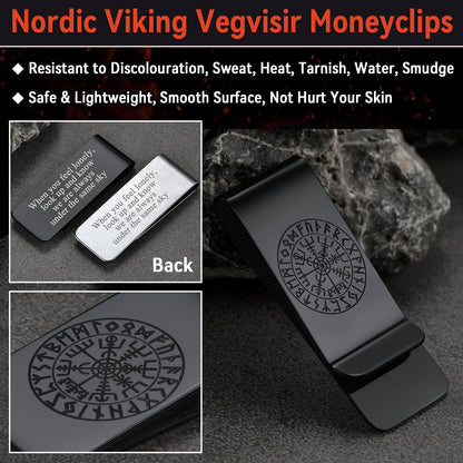 Viking Norse Rune Compass Money Clip Classic Slim Wallets