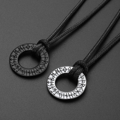 Norse Viking Rune Necklace with Adjustable Braided Leather Rope Chains for Men Women