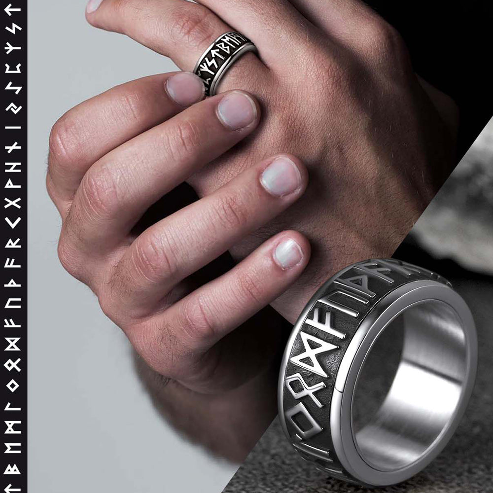 Norse Viking Rune Band Ring for Men | Fidget Spinner Rings for Anxiety ...