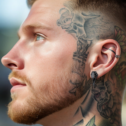 FaithHeart Raven Skull Earrings Viking Stud Earrings For Men