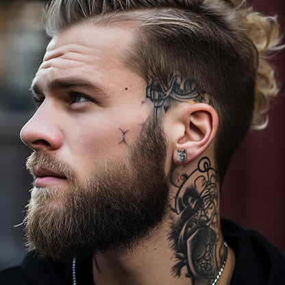 FaithHeart Norse Viking Wolf Stud Earrings For Men FaithHeart