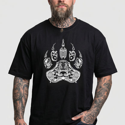 Viking Bear Paw T-Shirt Norse Mythology Graphic Tee for Men Boyfriend Gift