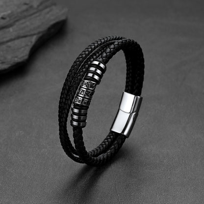 Viking Runes Leather Bracelet Norse Mythology Futhark Amulet Jewelry for Men