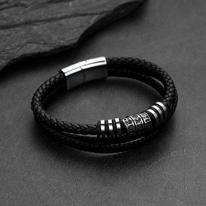 Viking Runes Leather Bracelet Norse Mythology Futhark Amulet Jewelry for Men