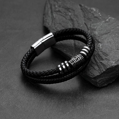 Viking Runes Leather Bracelet Norse Mythology Futhark Amulet Jewelry for Men