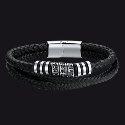 Viking Runes Leather Bracelet Norse Mythology Futhark Amulet Jewelry for Men