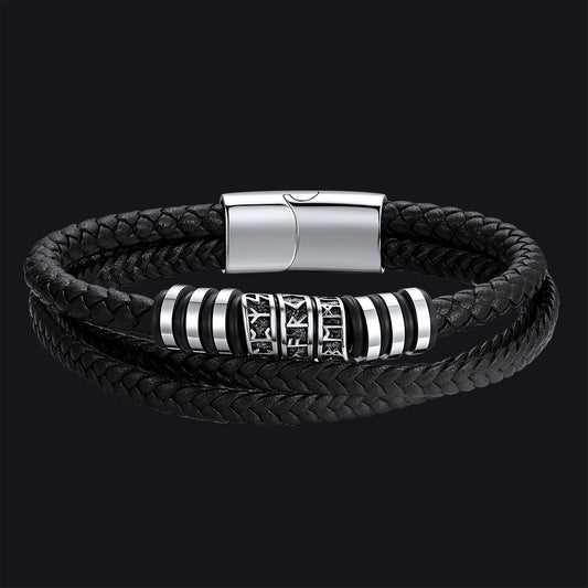 Bracelet en cuir véritable tressé avec fermoir pour homme et femmeimg