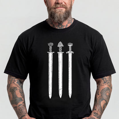 Man wearing a black Norway Swords in Rock Tee