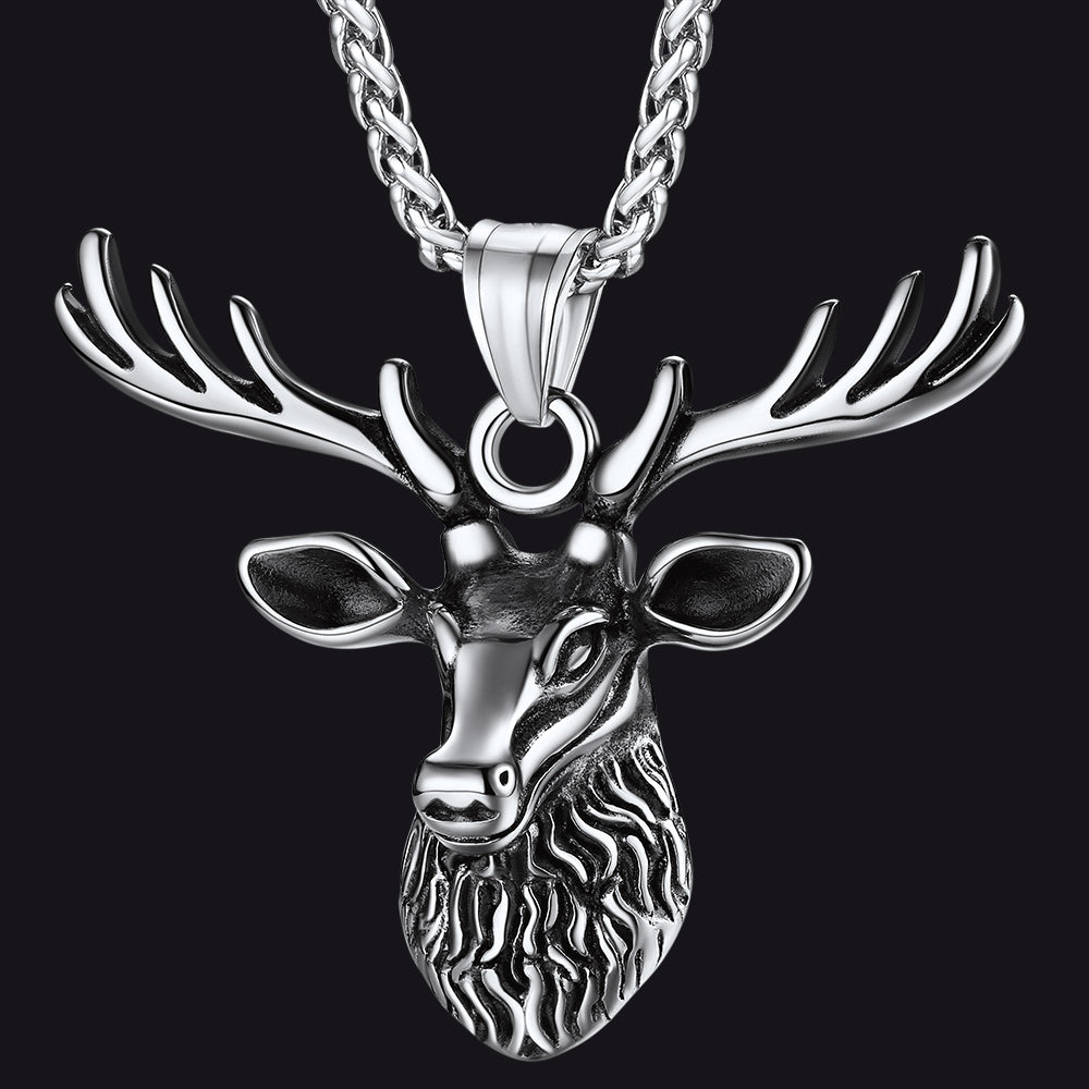 FaithHeart Jewelry Viking Deer Head Pendant Necklace