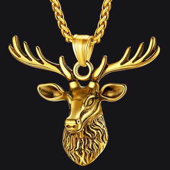 Faithheart Vintage Viking Deer Necklace Christmas Jewerly