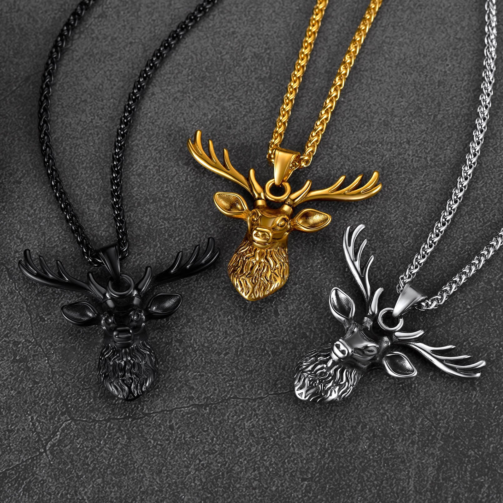 Faithheart Vintage Viking Deer Necklace Christmas Jewerly