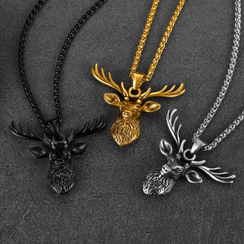 Faithheart Vintage Viking Deer Necklace Christmas Jewerly