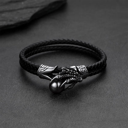 Bracelet en cuir véritable tressé avec fermoir pour homme et femme