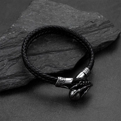 Bracelet en cuir véritable tressé avec fermoir pour homme et femme