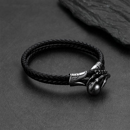 Bracelet en cuir véritable tressé avec fermoir pour homme et femme