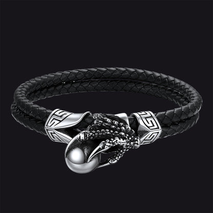 Bracelet en cuir véritable tressé avec fermoir pour homme et femme