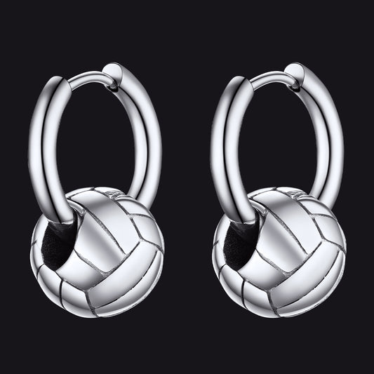 FaithHeart 3D Volleyball Dangle Hoop Earrings for Men Women FaithHeart