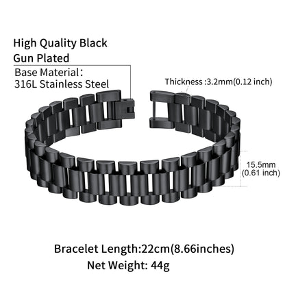 15MM Chunky Watch Band Chain Bracelet Watch Strap Bracelet for Men