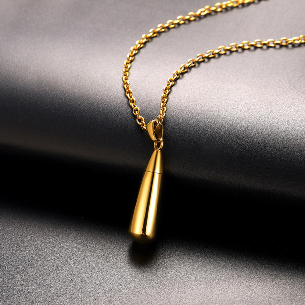 Personalized Water Drop Urn Necklace for Ashes for Men Women Cremation Jewelry