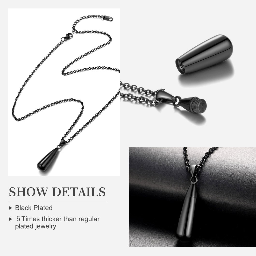 Personalized Water Drop Urn Necklace for Ashes for Men Women Cremation Jewelry