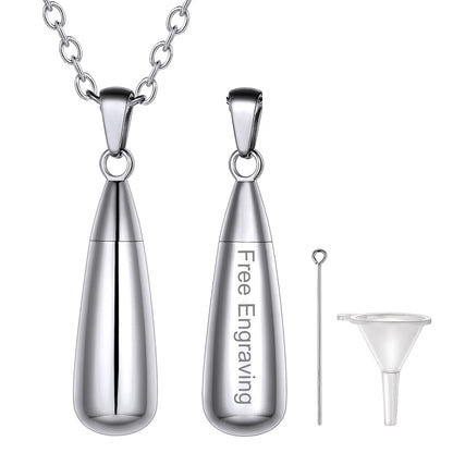 Personalized Water Drop Urn Necklace for Ashes for Men Women Cremation Jewelry