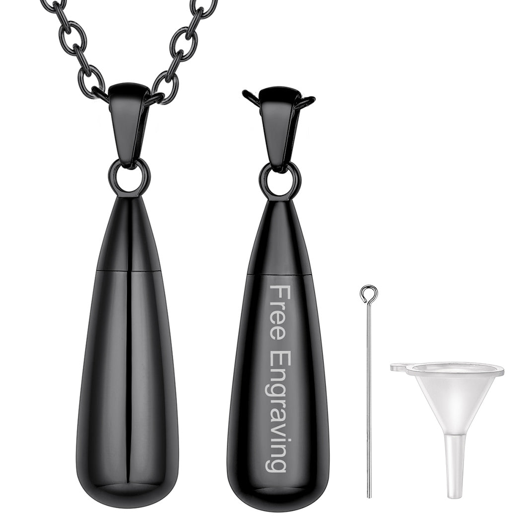 Personalized Water Drop Urn Necklace for Ashes for Men Women Cremation Jewelry