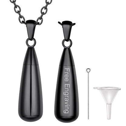 Personalized Water Drop Urn Necklace for Ashes for Men Women Cremation Jewelry