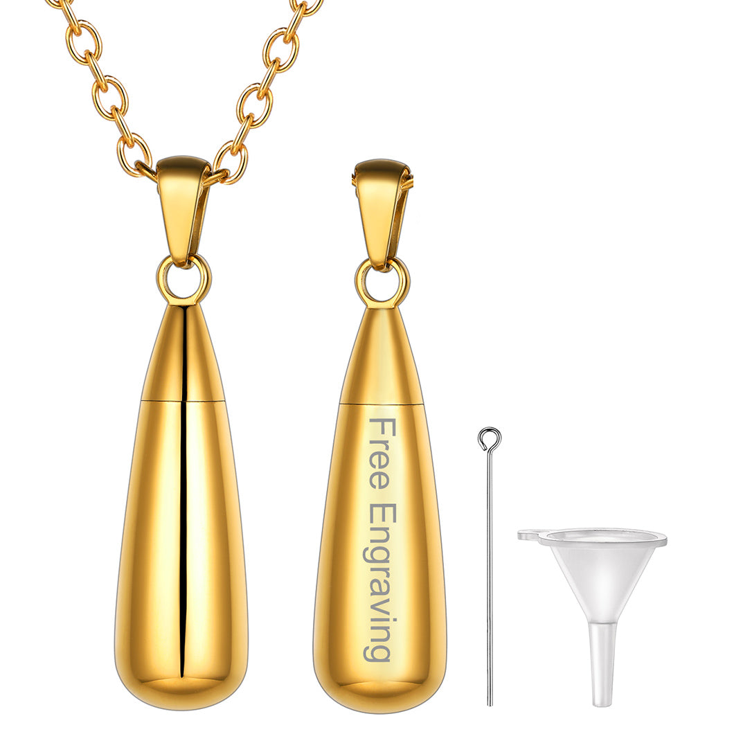 Personalized Water Drop Urn Necklace for Ashes for Men Women Cremation Jewelry