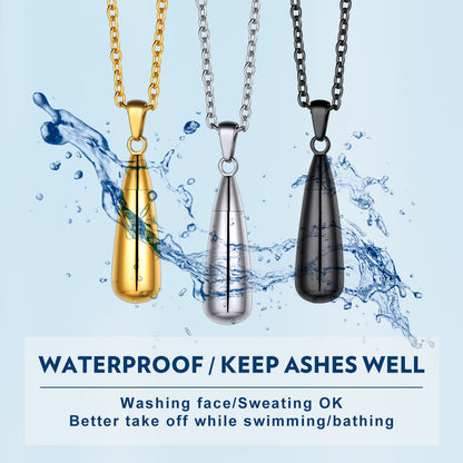 Personalized Water Drop Urn Necklace for Ashes for Men Women Cremation Jewelry