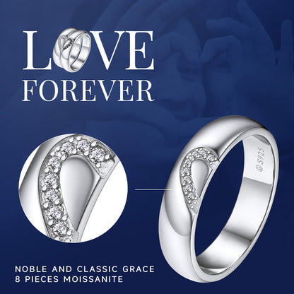 Moissanite His Her Heart Wedding Band Rings For Couples