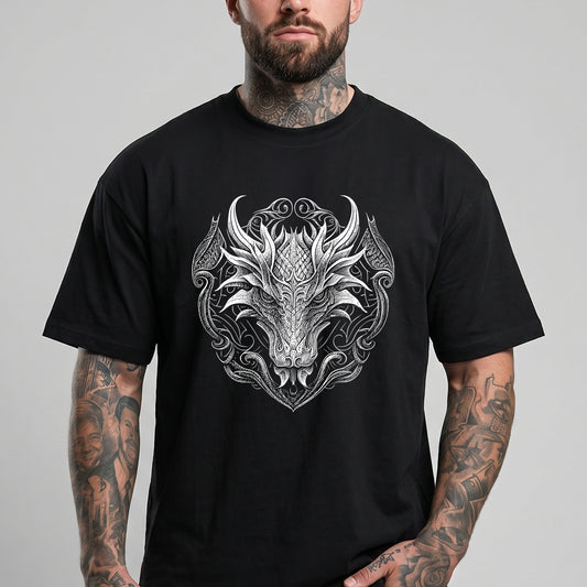 Western Dragon T-Shirt Black Tee for Men Fatherimg