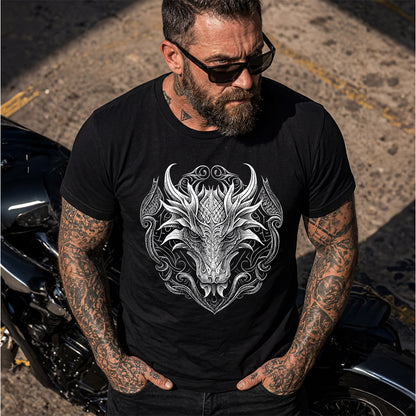 Western Dragon T-Shirt Black Tee for Men Father Husband