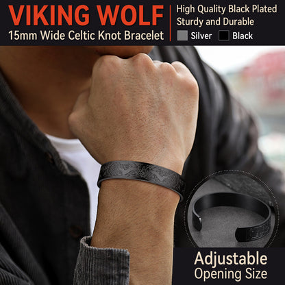 Viking Celtic Wolf Bangles Cuff Bracelet for Men