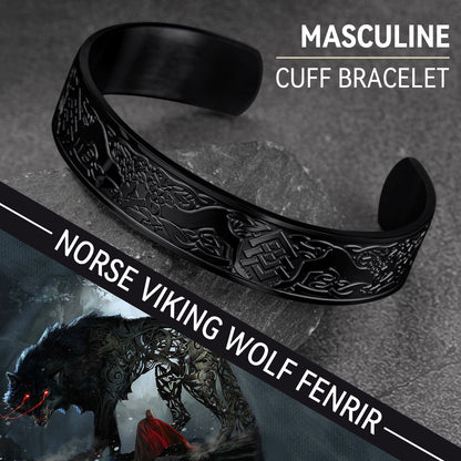 Custom Viking Celtic Wolf Bangles Cuff Bracelet for Men