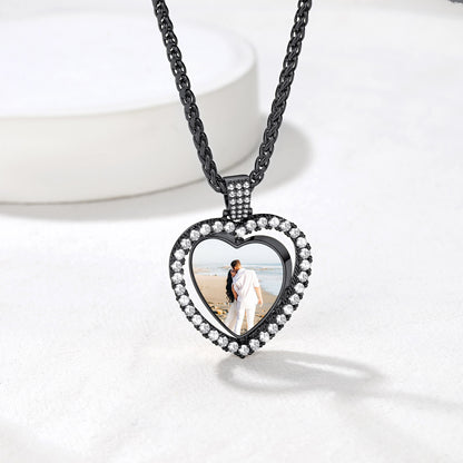 Customized Zircon Heart Necklace Picture Pendant for Men