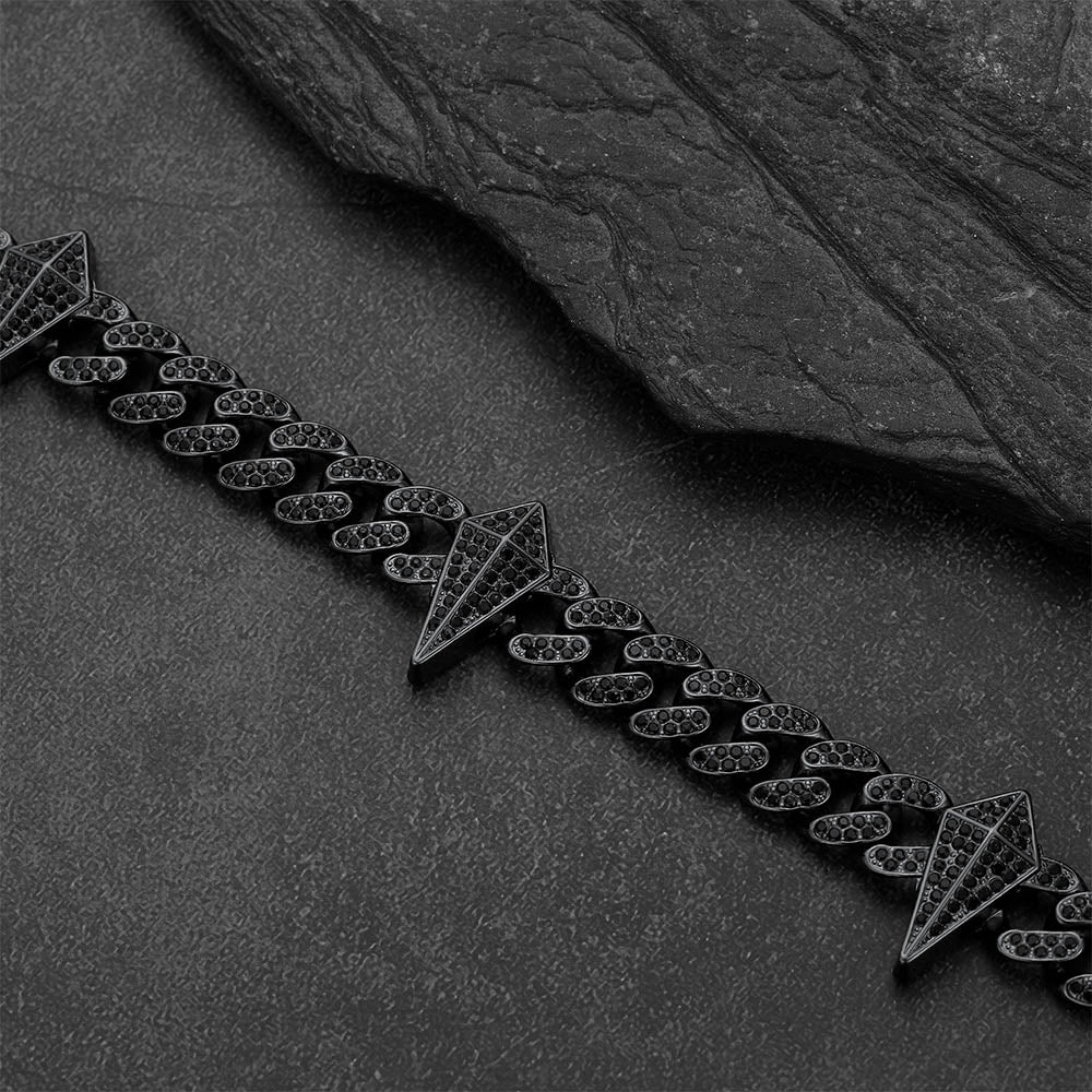 Zircon Punk Gothic Spiked Star Sword Charm Chain Necklace for Men