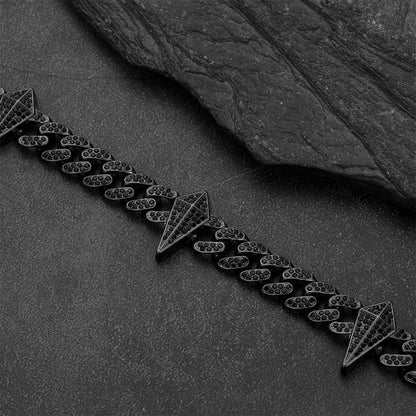 Zircon Punk Gothic Spiked Star Sword Charm Chain Necklace for Men