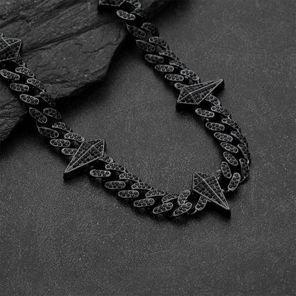 Zircon Punk Gothic Spiked Star Sword Charm Chain Necklace for Men