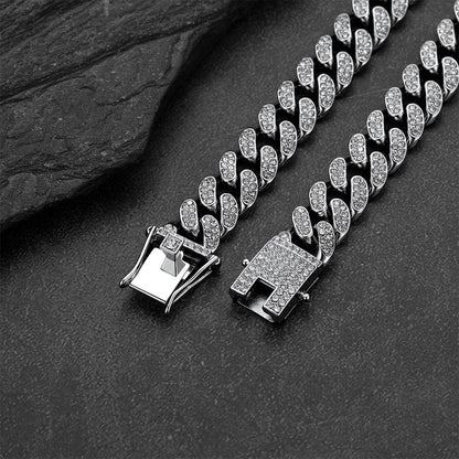 Zircon Punk Gothic Spiked Star Sword Charm Chain Necklace for Men