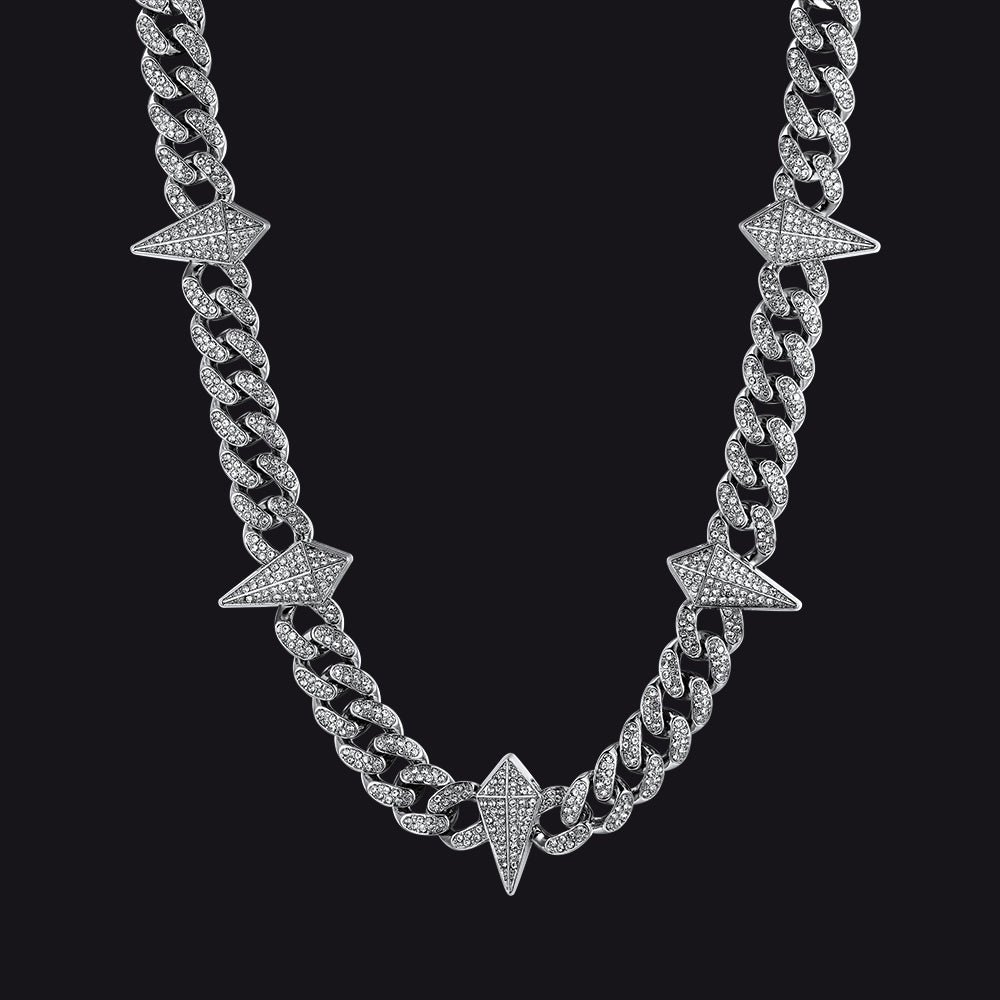 Zircon Punk Gothic Spiked Star Sword Charm Chain Necklace for Men