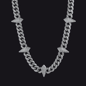 Zircon Punk Gothic Spiked Star Sword Charm Chain Necklace for Men 